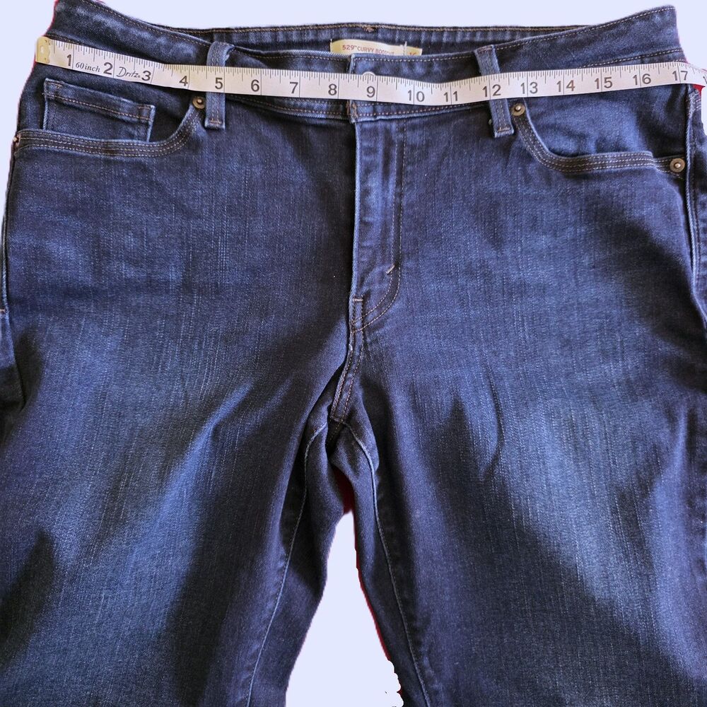 Levi's 529 Curvy Bootcut Jeans Women's Size 16 Mid Rise Dark Wash Blue Denim - Picture 4 of 10